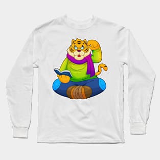 Tiger as Nerd with Book Long Sleeve T-Shirt